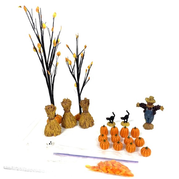 Dept 56 Halloween Village Accessories Set 52704 & Maple Burch Trees 52655 2 Sets - Picture 7 of 16
